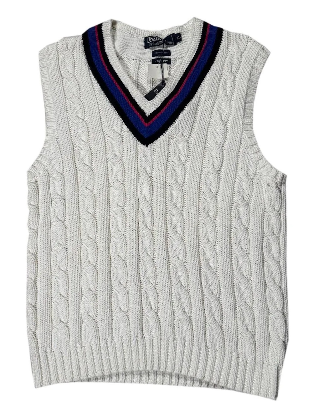 Vintage Polo Ralph Lauren Cable Knit Cricket Sweater Vest (Size XL,